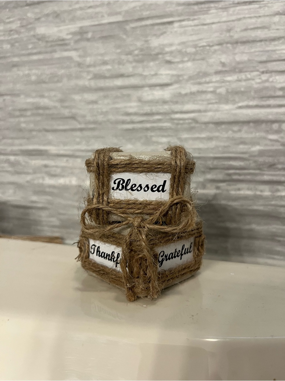 Rustic home decor with Blessed Thankful Grateful.